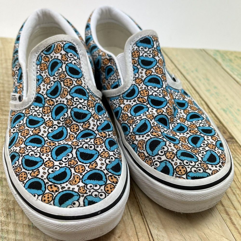 Vans x Sesame Street Classic Slip-On Shoes Youth Size 1 Cookie Monster Sneakers - Picture 8 of 11